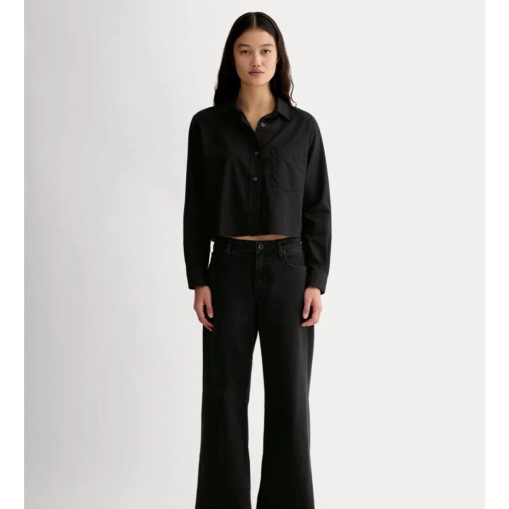 Everlane The Silky Cotton Way-Short Cropped Button Down Shirt Medium - Picture 4 of 9